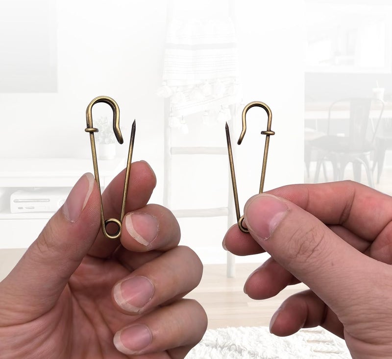 Urmspst Large Safety Pins Pack of 50 for Clothes, Canvas, Blankets, Crafts, Skirts, Kilts - Extra Large Heavy Duty Safety Pins (Bronze) - Image 3